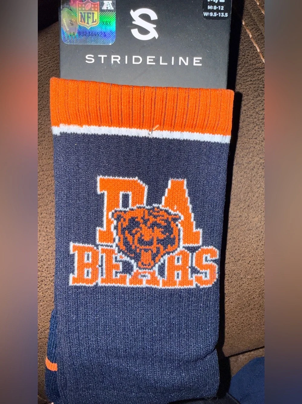 Strideline Chicago Bears Premium Knit Crew Socks Size M (8-12), W (9.5-13)